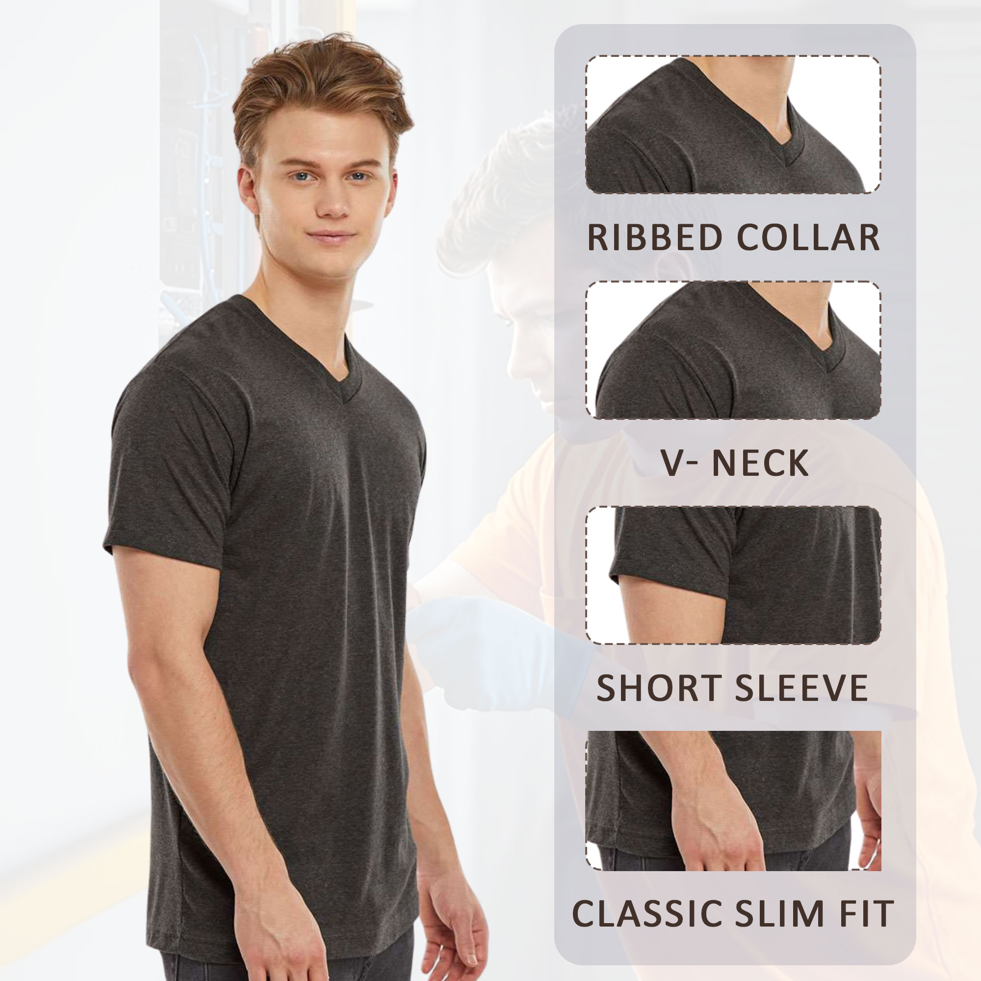 Tultex Men's Poly-Rich V-Neck T-Shirt - 207 - Image 2