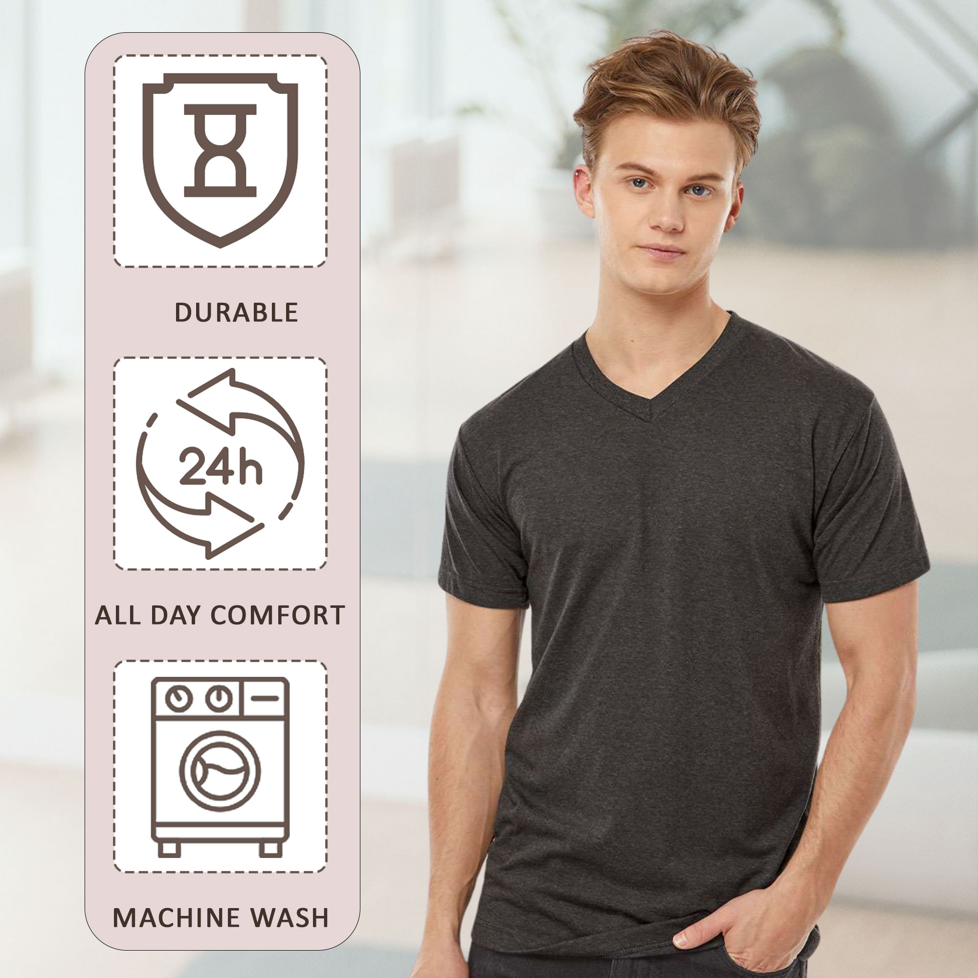 Tultex Men's Poly-Rich V-Neck T-Shirt - 207 - Image 5