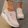 Women's Lace-up Casual Shoes FFashion Side Zipper Design Thick-soled Shoes Walking Running Sports Sneakers - Image 6