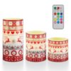 3Pack Christmas Flameless LED Pillar Candles Deer Flickering Lights w/ Remote Timer 3 Modes - Image 8