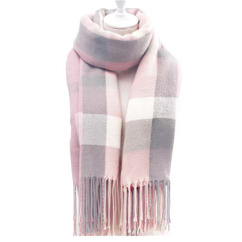 Couple Winter Scarf - Thick Warm Polyester Tassel Shawl Wrap, 180x70cm Unisex Scarves For Women & Men, Christmas Thanksgiving Gift - Image 5