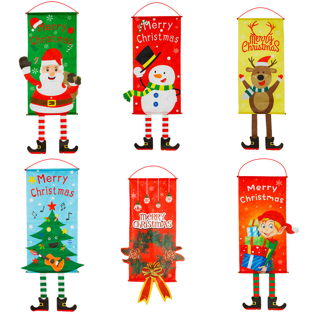 Christmas Window Curtains Hanging Flags Banners Pull Flags Pendant Festive Home Party Decoration - Image 3
