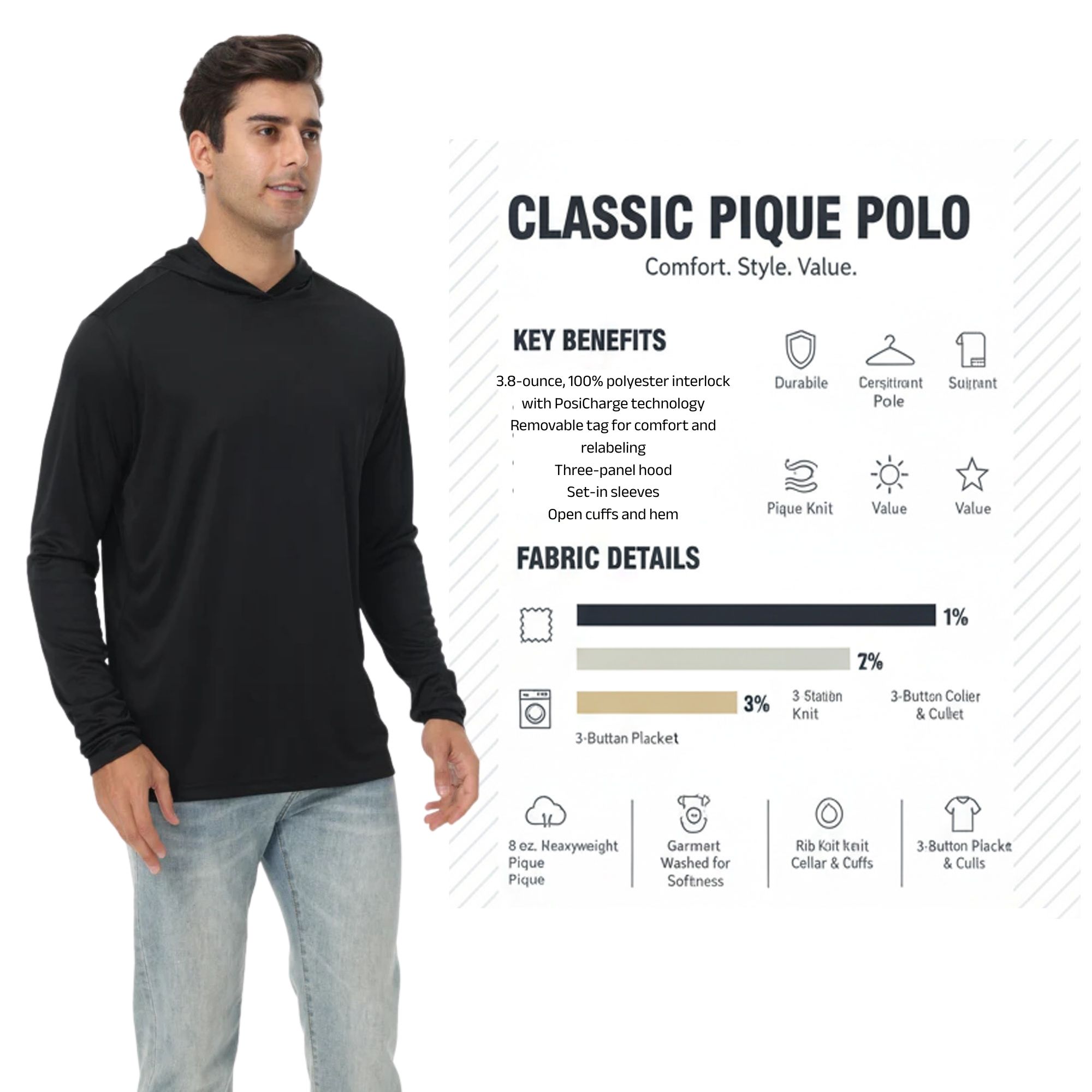 Zfeel ZF916 Lightweight Dry Fit Hooded Pullover - Image 8