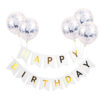 Happy Birthday Lettering Banner Rose Gold Multicolored Balloons - Image 3