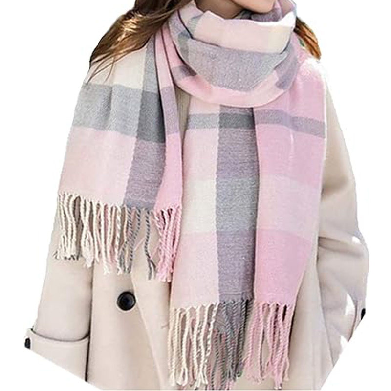 Couple Winter Scarf - Thick Warm Polyester Tassel Shawl Wrap, 180x70cm Unisex Scarves For Women & Men, Christmas Thanksgiving Gift - Image 8