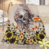 Rustic Skull Sunflower Flannel Fleece Blanket – Soft Plush Throw for Bed, Sofa, Chair, Car | Cozy Floral Skull Blanket 75x100cm, 130x150cm, 150x200cm - Image 4