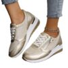 Women's Lace-up Casual Shoes FFashion Side Zipper Design Thick-soled Shoes Walking Running Sports Sneakers - Image 5