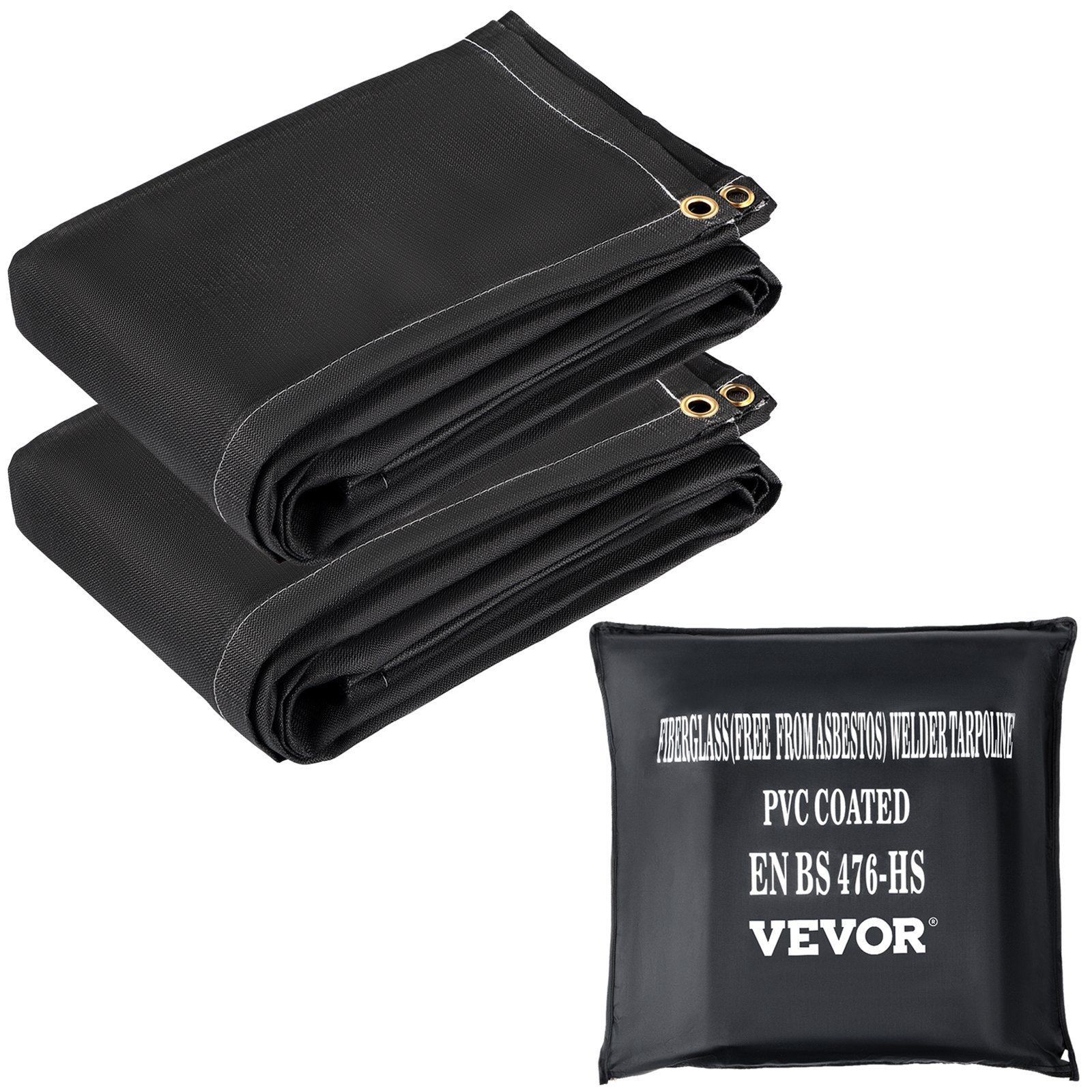 6x10FT Fiberglass Fire Welding Blanket 1022°F Flame Retardant 2PCS w/ Brass Grommets