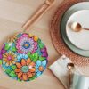 16PCS Diamond Art Coaster Set Ocean Flowers DIY Painting Kit w/ Stand Wooden Non-Slip - Image 2