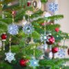 12Pcs Snowflake Rhinestone Painting Keychain Kits 5D DIY Double Sided Xmas Tree Ornaments - Image 2