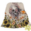 Rustic Skull Sunflower Flannel Fleece Blanket – Soft Plush Throw for Bed, Sofa, Chair, Car | Cozy Floral Skull Blanket 75x100cm, 130x150cm, 150x200cm - Image 6