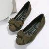 Rubber Plus Size Flat Casual Shoes Women Suede Bow Round Head Gommino - Image 3