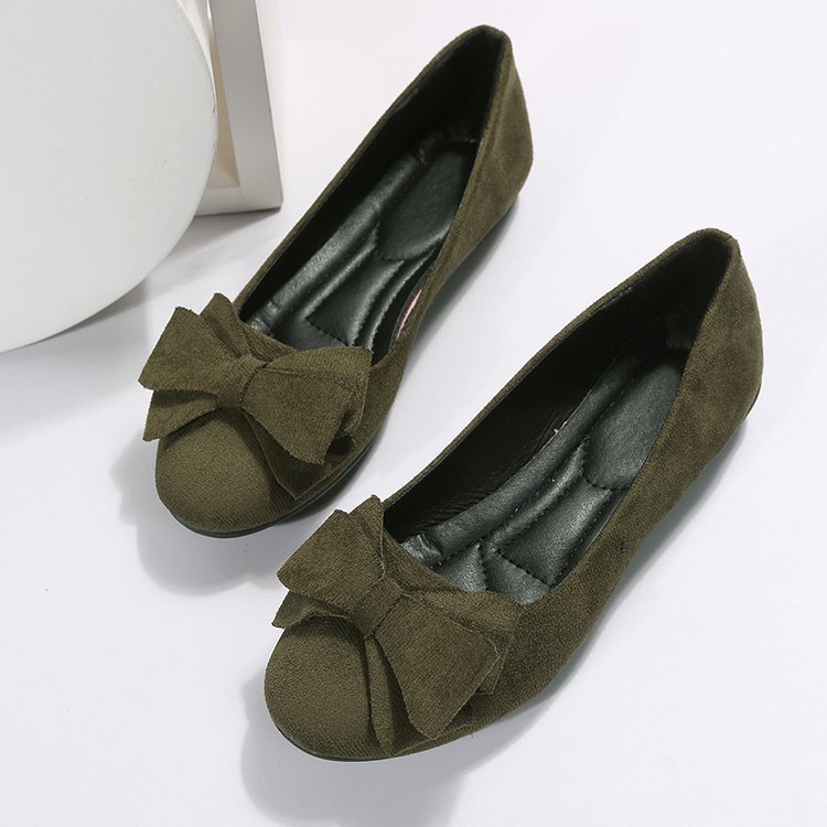 Rubber Plus Size Flat Casual Shoes Women Suede Bow Round Head Gommino - Image 3