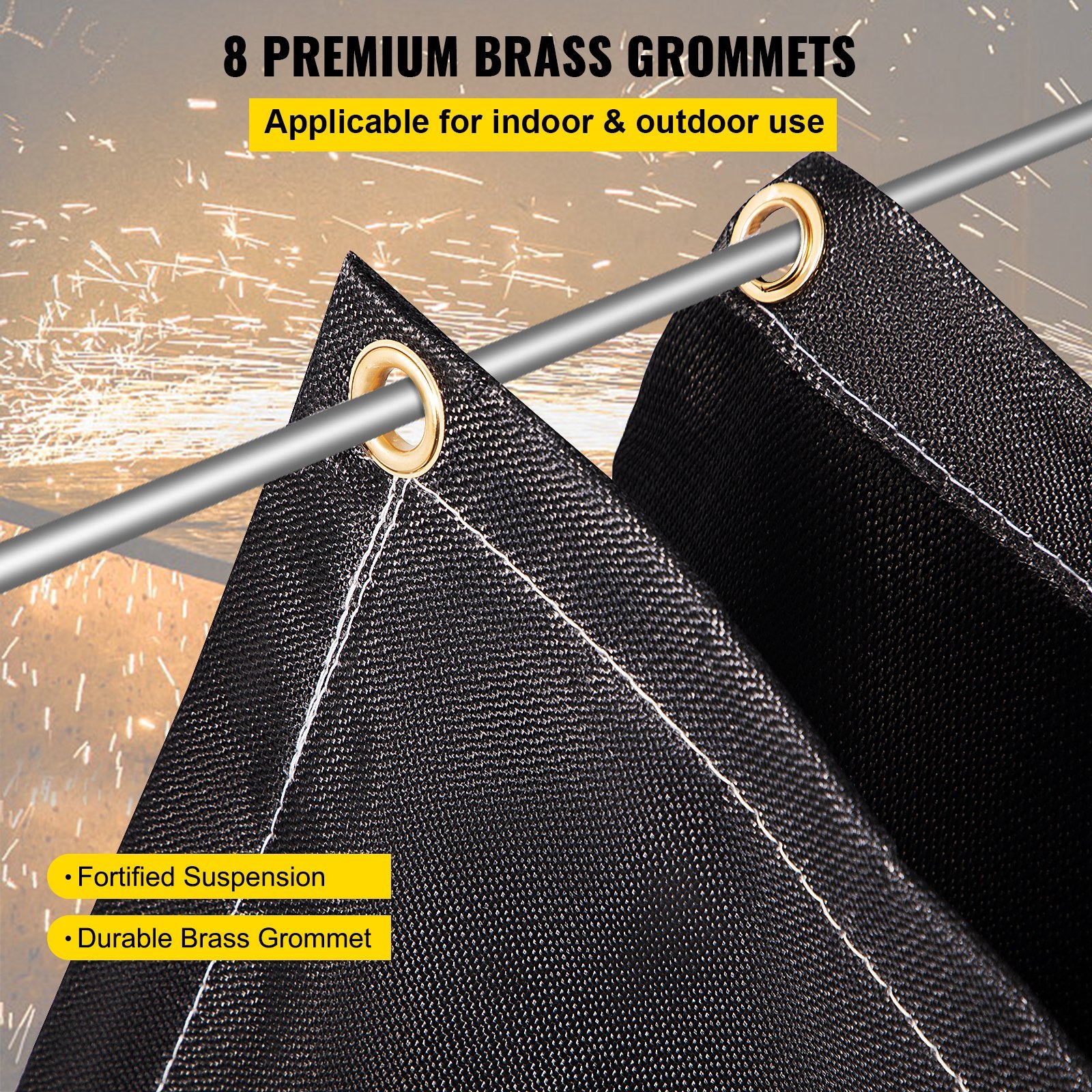 6x10FT Fiberglass Fire Welding Blanket 1022°F Flame Retardant 2PCS w/ Brass Grommets - Image 5
