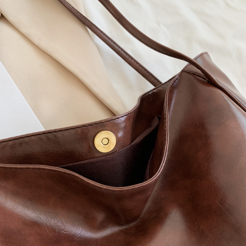 Fashion Handbag New Autumn And Winter Japanese And Korean Large Capacity Soft Leather Shoulder Bag Retro Casual Handbag - Image 7