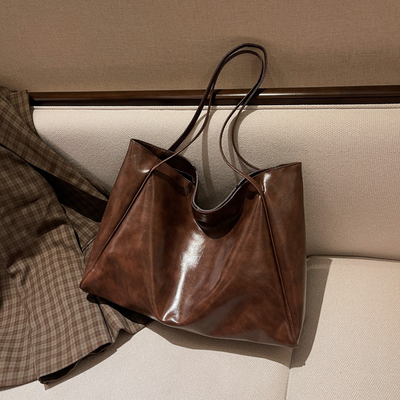 Fashion Handbag New Autumn And Winter Japanese And Korean Large Capacity Soft Leather Shoulder Bag Retro Casual Handbag - Image 9