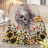 Rustic Skull Sunflower Flannel Fleece Blanket – Soft Plush Throw for Bed, Sofa, Chair, Car | Cozy Floral Skull Blanket 75x100cm, 130x150cm, 150x200cm - Image 8