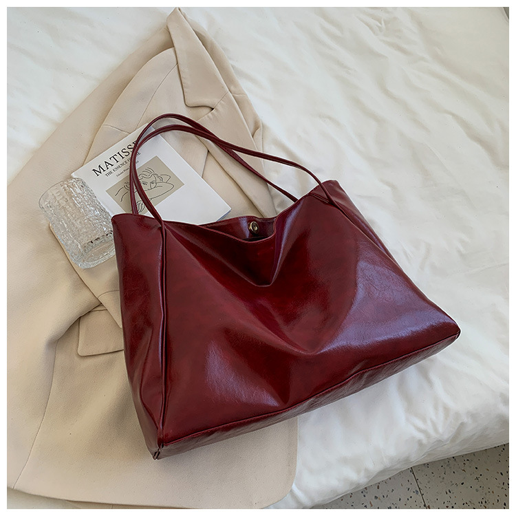 Fashion Handbag New Autumn And Winter Japanese And Korean Large Capacity Soft Leather Shoulder Bag Retro Casual Handbag - Image 6