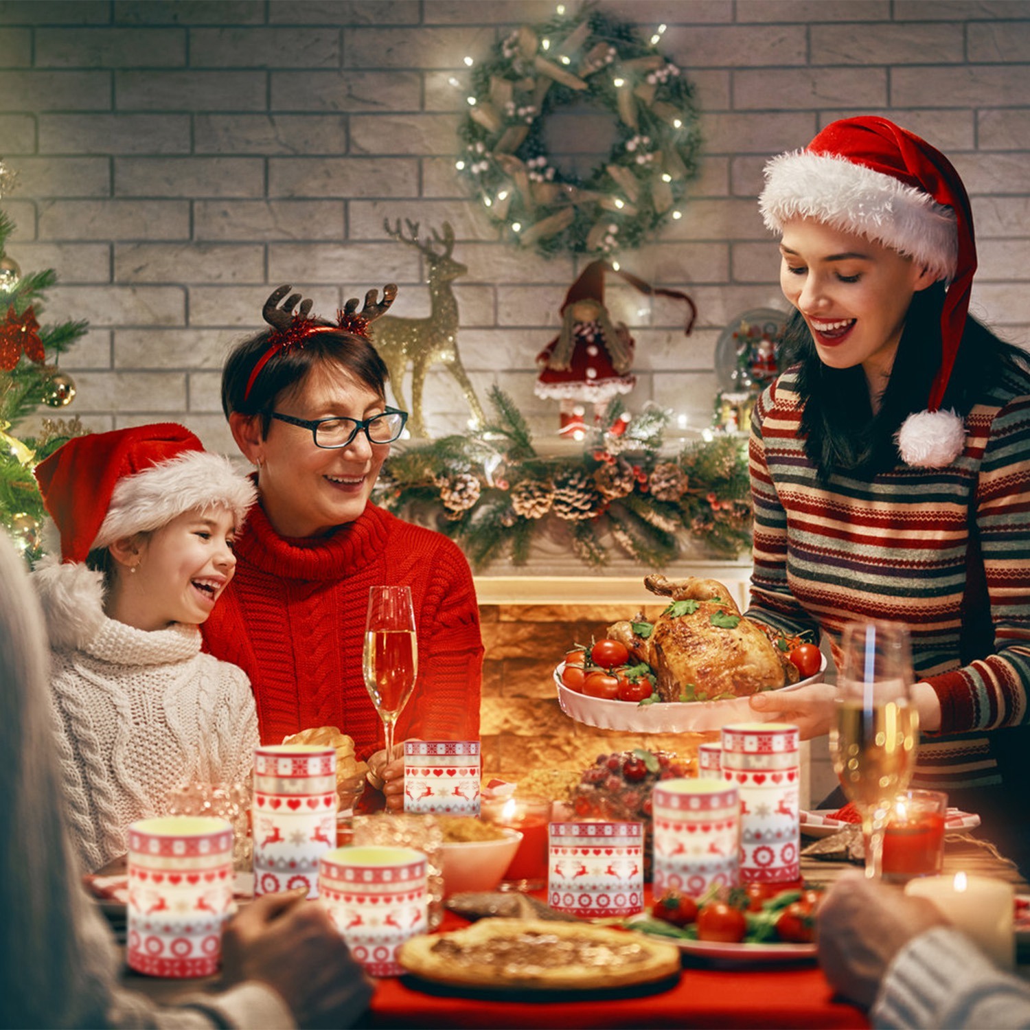3Pack Christmas Flameless LED Pillar Candles Deer Flickering Lights w/ Remote Timer 3 Modes - Image 10