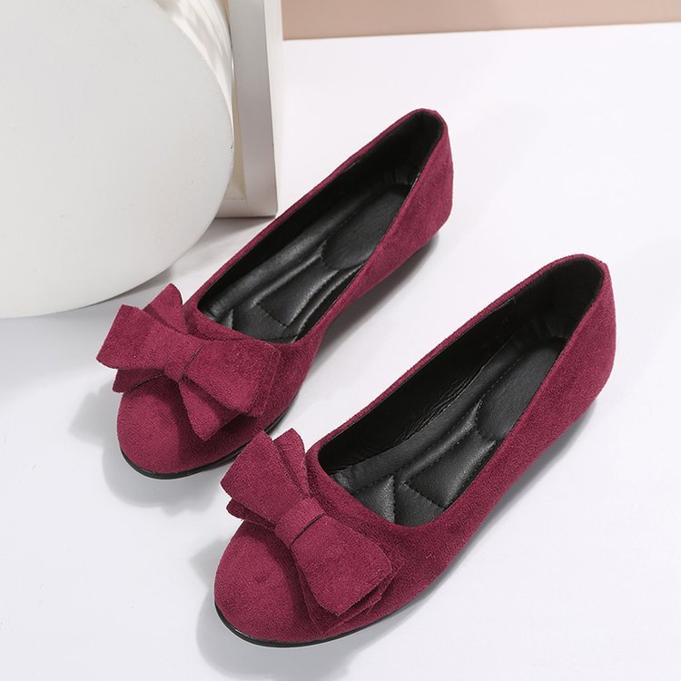 Rubber Plus Size Flat Casual Shoes Women Suede Bow Round Head Gommino - Image 7