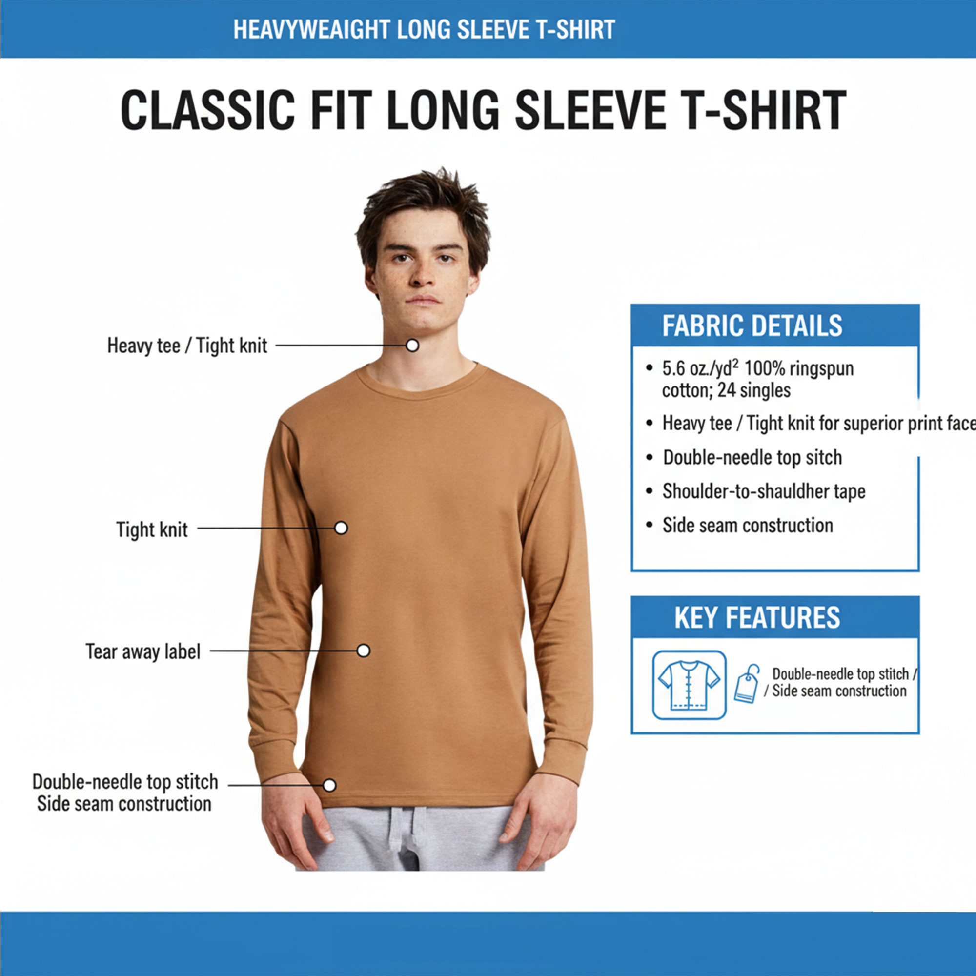 Lane Seven Heavyweight Long Sleeve T-Shirt - Image 3