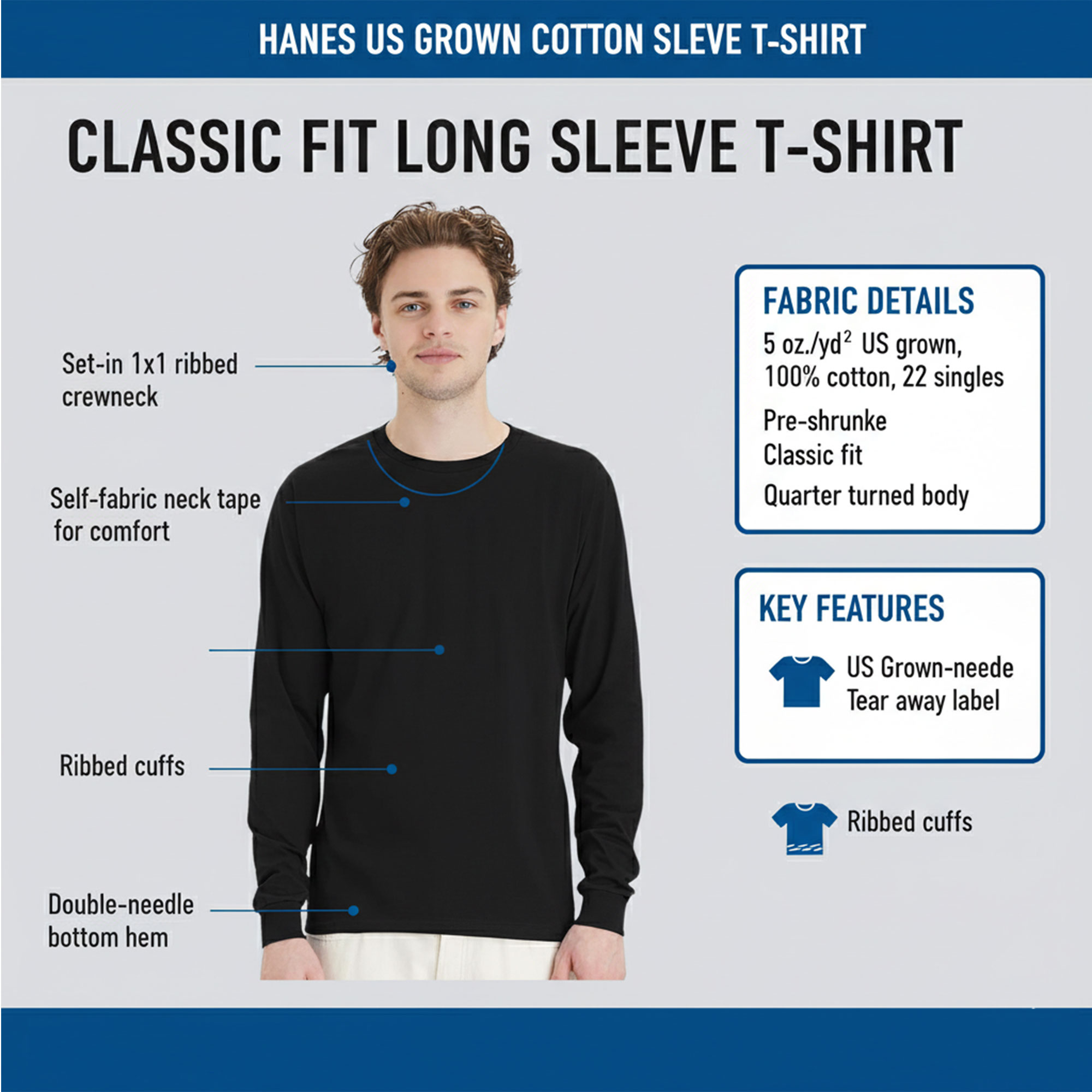 Hanes Unisex Essential-T Long Sleeve T-Shirt - Image 3