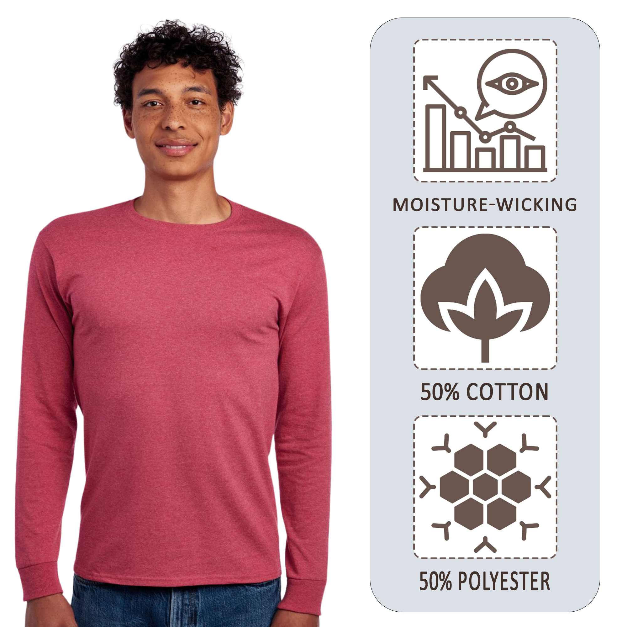 JERZEES Unisex Dri-Power Long Sleeve 50/50 T-Shirt - Image 5