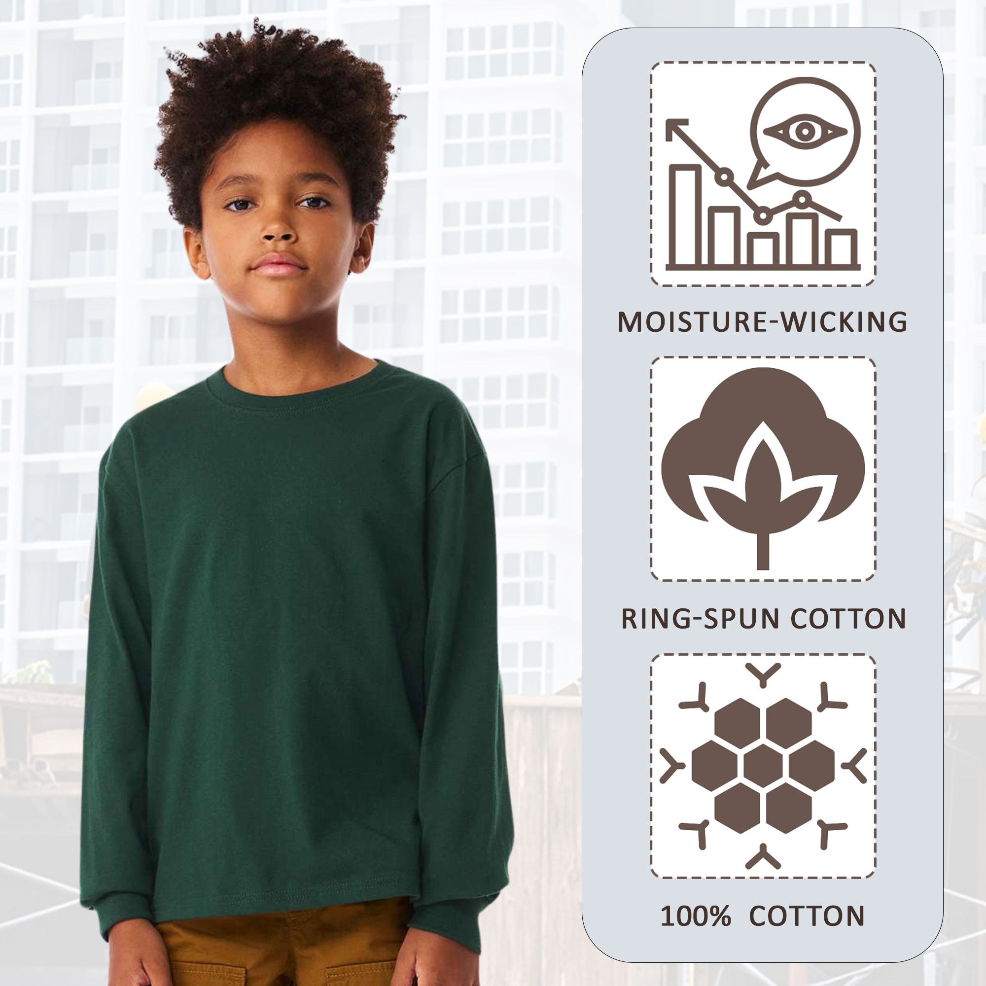 BELLA + CANVAS Youth 6oz. Heavyweight Long Sleeve Tee - Image 6