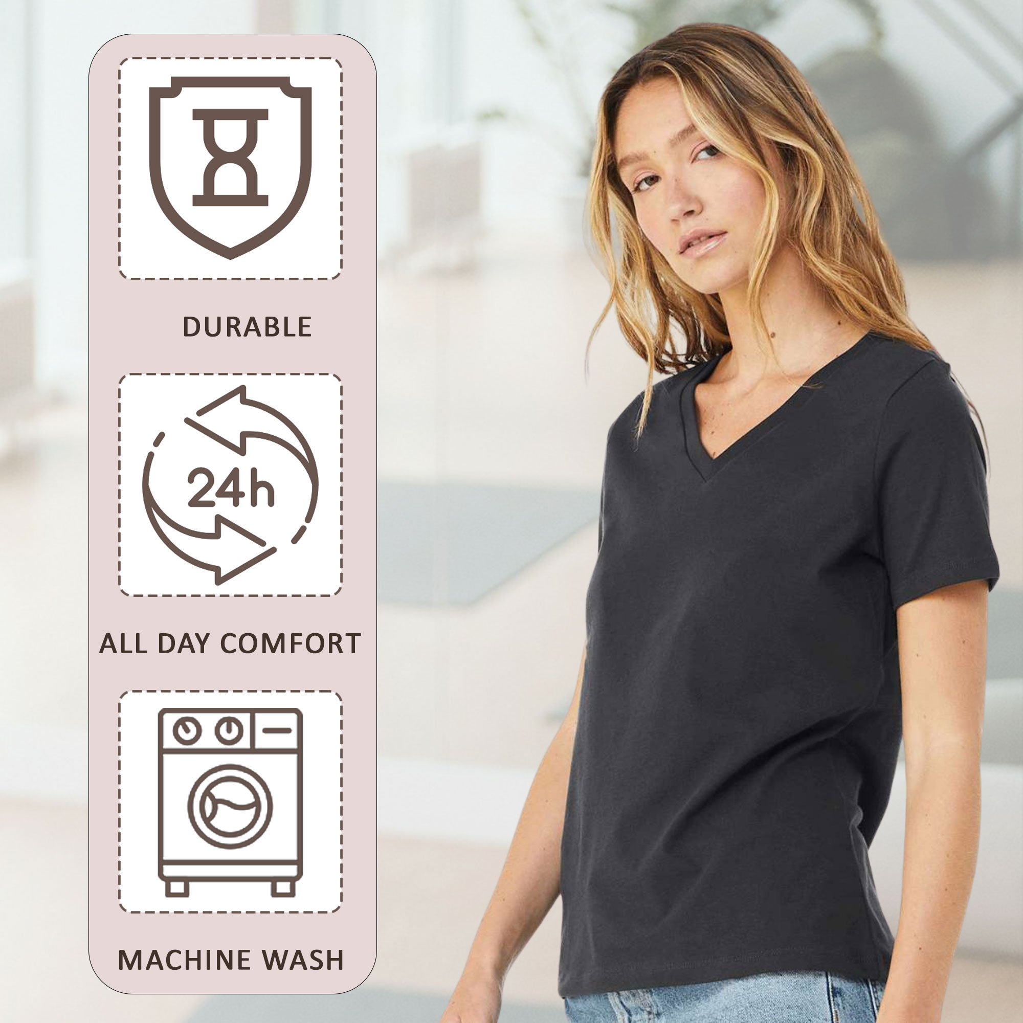 BELLA + CANVAS Women’s Relaxed Jersey V-Neck Tee - Image 7