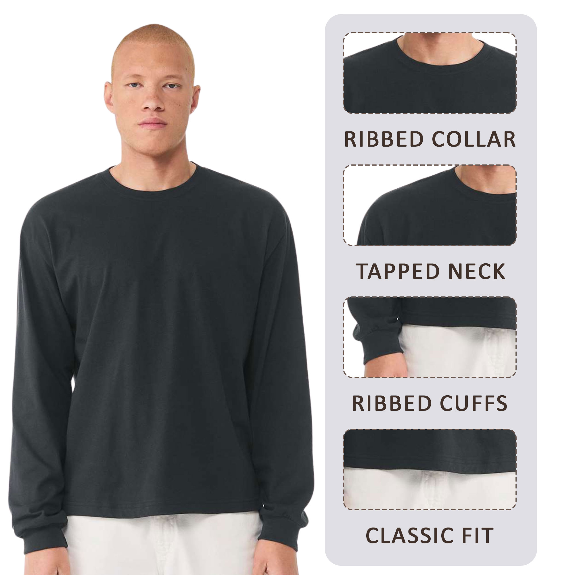 BELLA + CANVAS 6 oz. Heavyweight Long Sleeve Tee - Image 4